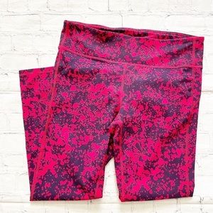 Fabletics Red & Purple Splatter Pure Lux 3/4 Leggings